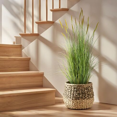 KOL 4ft 2-Pack Artificial Cattail Reed Grass, 47.2’’ Artificial Indoor Outdoor Fake Onion Grass Plant, Home Office Wedding Decorative Potted Plant Faux Greenery, Housewarming Gift, Green in Saudi Arabia