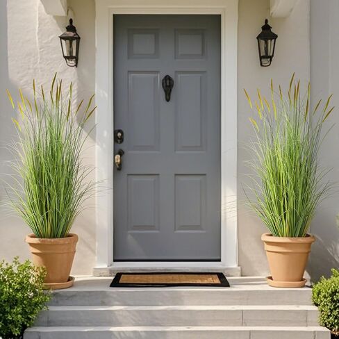 KOL 4ft 2-Pack Artificial Cattail Reed Grass, 47.2’’ Artificial Indoor Outdoor Fake Onion Grass Plant, Home Office Wedding Decorative Potted Plant Faux Greenery, Housewarming Gift, Green in Saudi Arabia