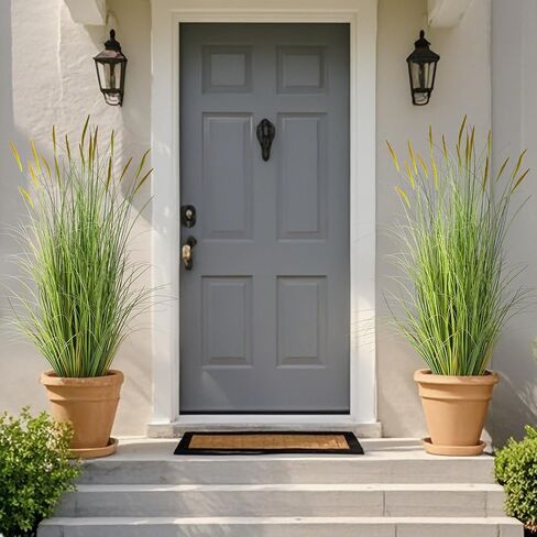 KOL 4ft 2-Pack Artificial Cattail Reed Grass, 47.2’’ Artificial Indoor Outdoor Fake Onion Grass Plant, Home Office Wedding Decorative Potted Plant Faux Greenery, Housewarming Gift, Green in Kuwait