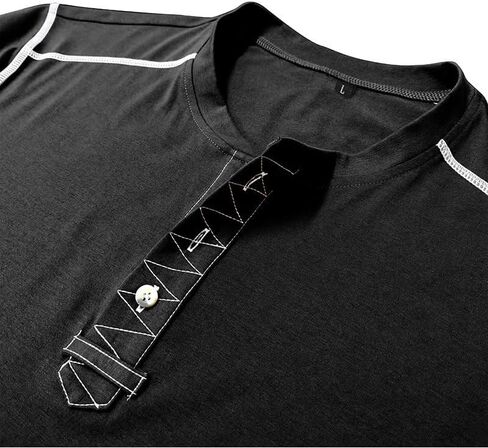 Mens Henley Shirt Long Sleeve Casual Button T-Shirts Fashion Cotton Soft Pullover Shirt in Saudi Arabia