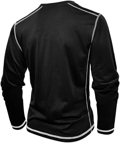 Mens Henley Shirt Long Sleeve Casual Button T-Shirts Fashion Cotton Soft Pullover Shirt in Saudi Arabia