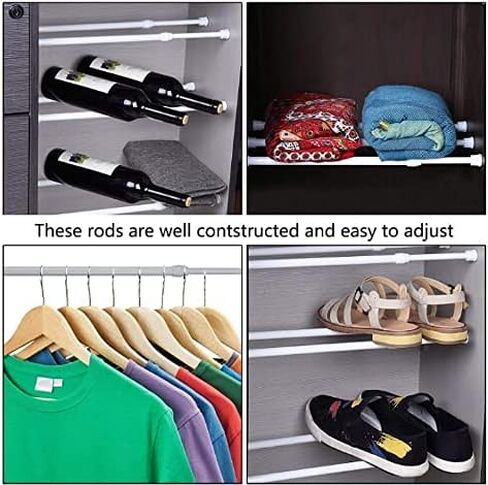 Tension Rods 28 to 48 Inches 8 Pack,Tension Curtain Rod,Spring Tension Rods,Adjustable Extension Spring Rods Closet Rod for Windows,Kitchen, Bathroom,Cupboard,Wardrobe in Saudi Arabia