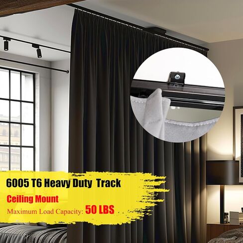 Curtain Track Heavy Duty Ceiling Wall Mount Sliding Curtain Track Rail Rod System with Rollers Clips Hooks Room Divider Privacy Partition Separator in Saudi Arabia