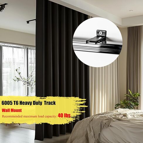 Curtain Track Heavy Duty Ceiling Wall Mount Sliding Curtain Track Rail Rod System with Rollers Clips Hooks Room Divider Privacy Partition Separator in Saudi Arabia