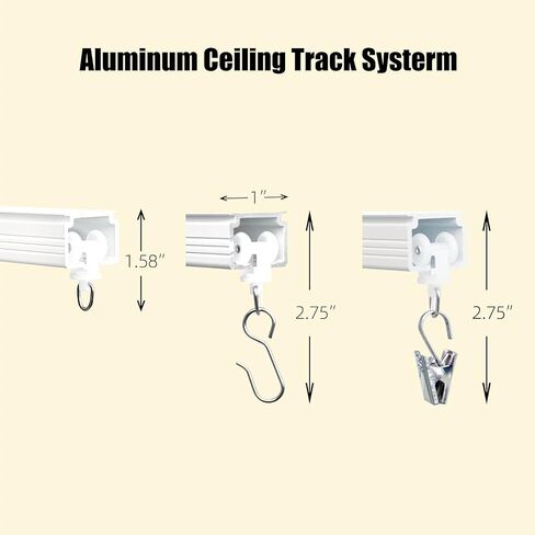 Curtain Track Heavy Duty Ceiling Wall Mount Sliding Curtain Track Rail Rod System with Rollers Clips Hooks Room Divider Privacy Partition Separator in Saudi Arabia