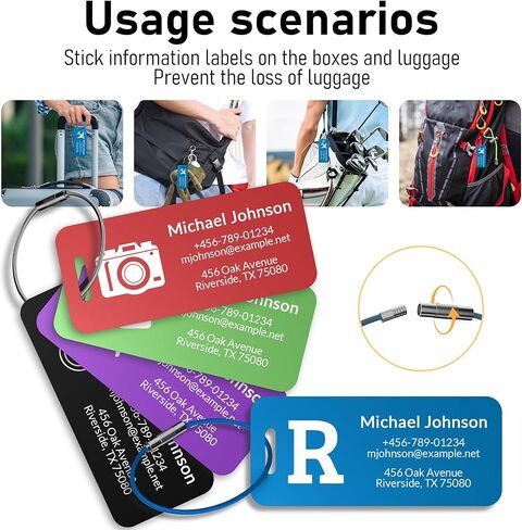 4 عبوات من علامات الأمتعة المعدنية المخصصة، علامات تعريف اسم الألومنيوم المحفورة خصيصًا مع الشعار/النص، علامات سفر مقاومة للماء مع حلقة فولاذية لحقيبة السفر وحقيبة الظهر والأمتعة والرحلات البحرية والحمل (أحمر) in Kuwait