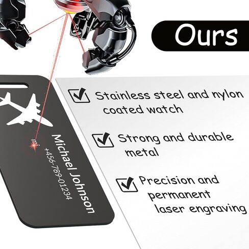 4 عبوات من علامات الأمتعة المعدنية المخصصة، علامات تعريف اسم الألومنيوم المحفورة خصيصًا مع الشعار/النص، علامات سفر مقاومة للماء مع حلقة فولاذية لحقيبة السفر وحقيبة الظهر والأمتعة والرحلات البحرية والحمل (أحمر) in Kuwait