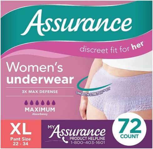 Assurance Women's Maximum Absorbency Incontinence Underwear, XL Size, 72 Count in Saudi Arabia