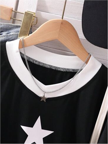 Verdusa Girl's Jersey Shirts Star Graphic Tees Long Sleeve Pullover Going Out Tops in Saudi Arabia