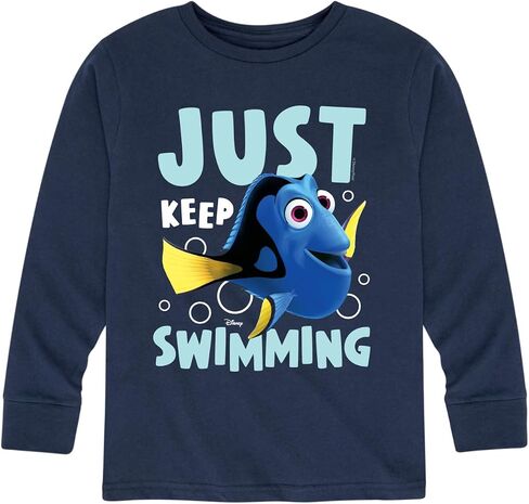 تي شيرت Disney Finding Nemo - Just Keep Swimming - تي شيرت برسومات طويلة الأكمام للأطفال والشباب in Saudi Arabia