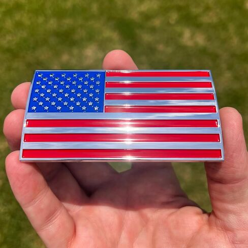 3D American Flag Car Emblem Decal – ABS Plastic USA Rectangular Flag 3.8" x 2" for Truck, Car, Motorcycle, Boat in Red Blue and Chrome in Saudi Arabia