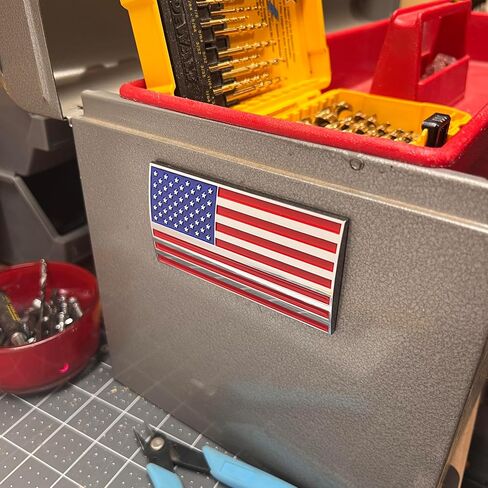 3D American Flag Car Emblem Decal – ABS Plastic USA Rectangular Flag 3.8" x 2" for Truck, Car, Motorcycle, Boat in Red Blue and Chrome in Saudi Arabia