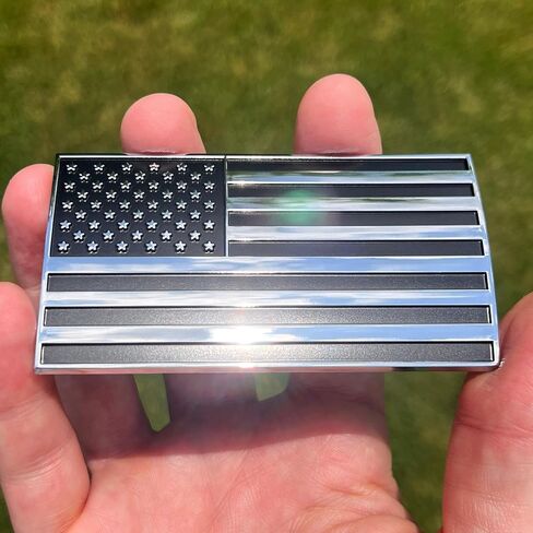 3D American Flag Car Emblem Decal – ABS Plastic USA Rectangular Flag 3.8" x 2" for Truck, Car, Motorcycle, Boat in Red Blue and Chrome in Saudi Arabia