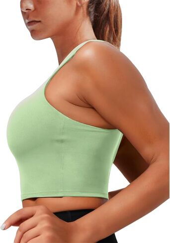 Sports Bras for Women, Supportive Longline High Neck Sports Bra Push Up Workout Built in Bra Crop Tank Tops in Saudi Arabia