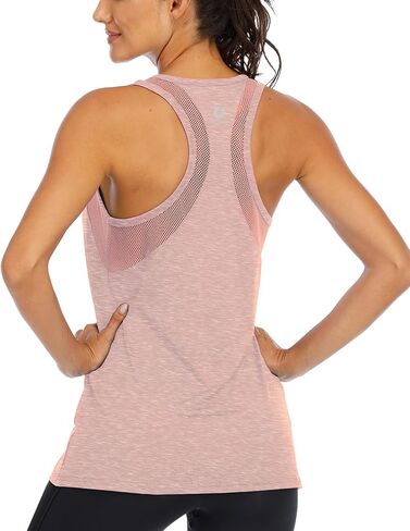Workout Tank Tops for Women Loose fit Yoga Tops for Women Mesh Racerback Tank Tops Open Back Muscle Tank in Saudi Arabia