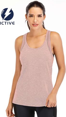Workout Tank Tops for Women Loose fit Yoga Tops for Women Mesh Racerback Tank Tops Open Back Muscle Tank in Saudi Arabia