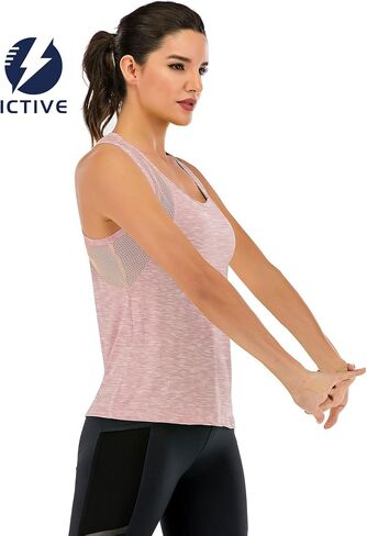 Workout Tank Tops for Women Loose fit Yoga Tops for Women Mesh Racerback Tank Tops Open Back Muscle Tank in Saudi Arabia