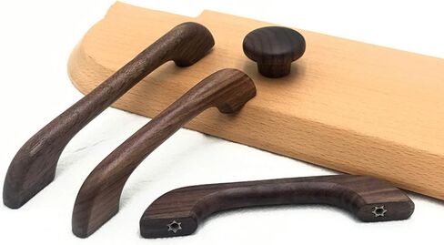 Wood Drawer Knobs Pulls Handles, Wooden Handles Pull,2pcs Walnut Wardrobe Drawer Handle Pulls with Mounting Screws in Saudi Arabia
