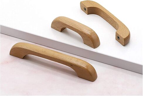 Wood Drawer Knobs Pulls Handles, Wooden Handles Pull,2 pcs Wardrobe Drawer Handle, Knobs Pulls with Mounting Screws in Saudi Arabia