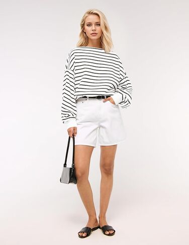 MISSACTIVER Women’s Oversized Boat Neck Striped Sweatshirt Long Sleeve Casual Pullover Color Block Shirt Fall Boxy Top in Saudi Arabia