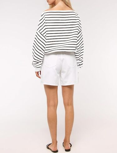MISSACTIVER Women’s Oversized Boat Neck Striped Sweatshirt Long Sleeve Casual Pullover Color Block Shirt Fall Boxy Top in Saudi Arabia