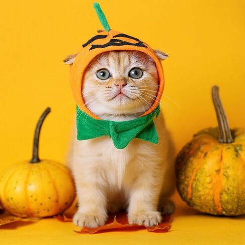 4 Pcs Cat Halloween Pumpkin Costume Dog Halloween Pumpkin Hat Adjustable Pet Headdress Cute Pumpkin Cap Pumpkin Headwear for Halloween Party Cosplay Costume Puppy Kitten Dress up Accessories in Kuwait