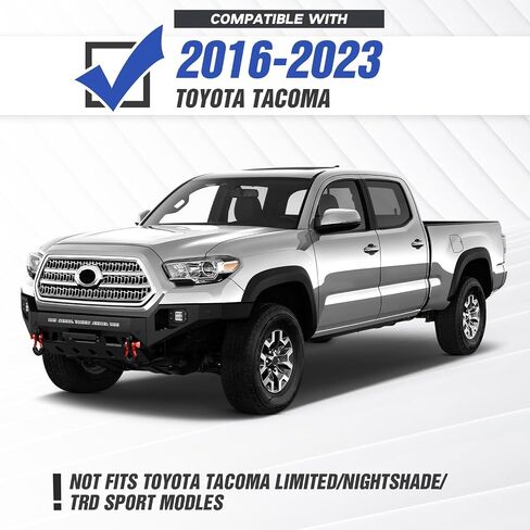 for Tacoma Stubby Front Bumper and Rear Bumper Compatible with 2016 2017 2018 2019 2020 2021 2022 2023 Toyota Tacoma 3rd Gen with LED Lights, Skid Plate, Sensor Holes, Paintable Armor & D-rings in Saudi Arabia