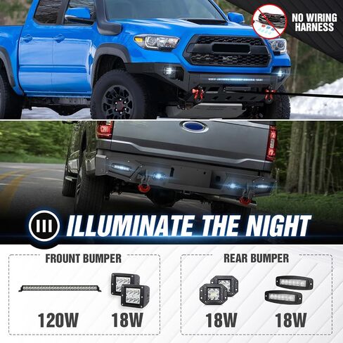 for Tacoma Stubby Front Bumper and Rear Bumper Compatible with 2016 2017 2018 2019 2020 2021 2022 2023 Toyota Tacoma 3rd Gen with LED Lights, Skid Plate, Sensor Holes, Paintable Armor & D-rings in Saudi Arabia