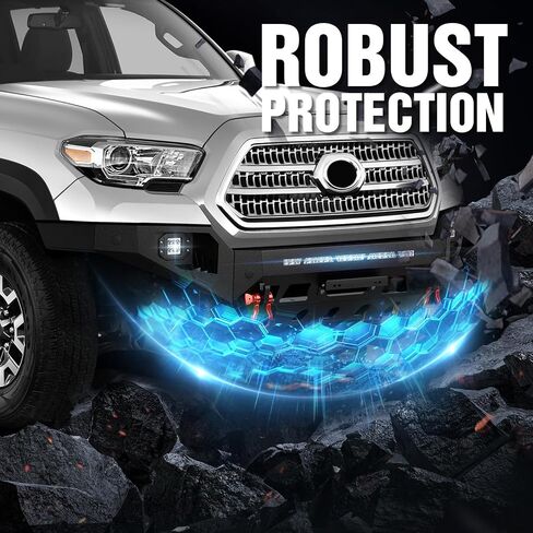 for Tacoma Stubby Front Bumper and Rear Bumper Compatible with 2016 2017 2018 2019 2020 2021 2022 2023 Toyota Tacoma 3rd Gen with LED Lights, Skid Plate, Sensor Holes, Paintable Armor & D-rings in Saudi Arabia