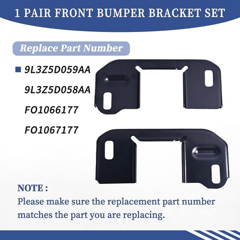 زوج واحد من دعامة المصد الأمامي FO1066177 9L3Z5D059AA متوافق مع Ford F-150 2009-2014│Lincoln Mark LT 2010-2014 استبدل 9L3Z5D058AA FO1067177 مسحوق فولاذي أسود مطلي in Saudi Arabia