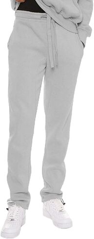 WEIV GEAR Mens Fleece Stacked Sweatpants Casual Lounge Joggers Cotton Pants Drawstring Elastic Waist Ankle Toggle Active in Saudi Arabia