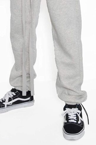 WEIV GEAR Mens Fleece Stacked Sweatpants Casual Lounge Joggers Cotton Pants Drawstring Elastic Waist Ankle Toggle Active in Saudi Arabia