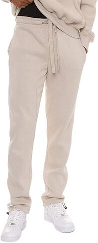 WEIV GEAR Mens Fleece Stacked Sweatpants Casual Lounge Joggers Cotton Pants Drawstring Elastic Waist Ankle Toggle Active in Saudi Arabia