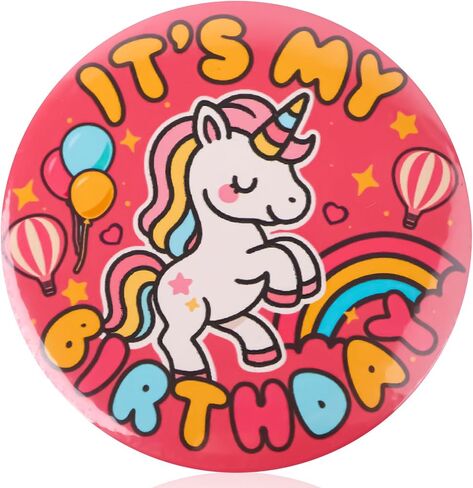 Happy Birthday Pin, Cute Cartoon Theme It's My Birthday Button Badge with Rainbow Balloons Pattern for Party Celebration & Decoration Supply in Saudi Arabia