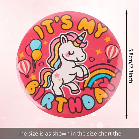 Happy Birthday Pin, Cute Cartoon Theme It's My Birthday Button Badge with Rainbow Balloons Pattern for Party Celebration & Decoration Supply in Saudi Arabia