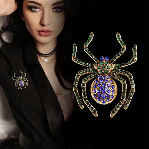 WCRAZYE Rhinestone Spider Brooches Pin for Women Men Vintage Crystal Gothic Halloween Spider Brooch Lapel Pin Elegant Clothing Hat Bag Skirt Accessories Christmas Halloween Birthday Party Costume Jewelry in Saudi Arabia