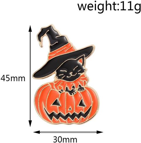 Halloween Pumpkin Cat Enamel Brooch Button Pin for Women Witch Hat Black Kitten Animal Pet Smile Face Lapel Brooches Pins Cute Festival Holiday Party Jewelry Gifts for Badge Backpacks Jacket Hats Bags in Saudi Arabia