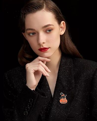 Halloween Pumpkin Cat Enamel Brooch Button Pin for Women Witch Hat Black Kitten Animal Pet Smile Face Lapel Brooches Pins Cute Festival Holiday Party Jewelry Gifts for Badge Backpacks Jacket Hats Bags in Saudi Arabia