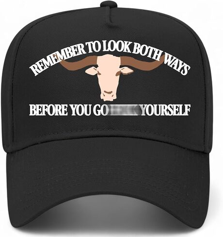 Remember to Look Both Ways Before You Go Yourself Vintage Trucker Hat | Funny Premium Snapback Baseball Hat for Men & Women in Saudi Arabia