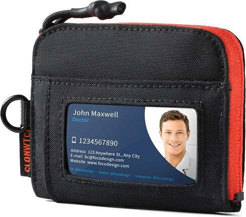 Coin Purse for Men, RFID Blocking 500D NYLON Minimalist Wallet with Zipper Pocket, ID Window & Key Holder, Small Change Pouch for Coins, Cash & Cards in Saudi Arabia