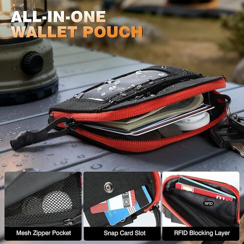 Coin Purse for Men, RFID Blocking 500D NYLON Minimalist Wallet with Zipper Pocket, ID Window & Key Holder, Small Change Pouch for Coins, Cash & Cards in Saudi Arabia