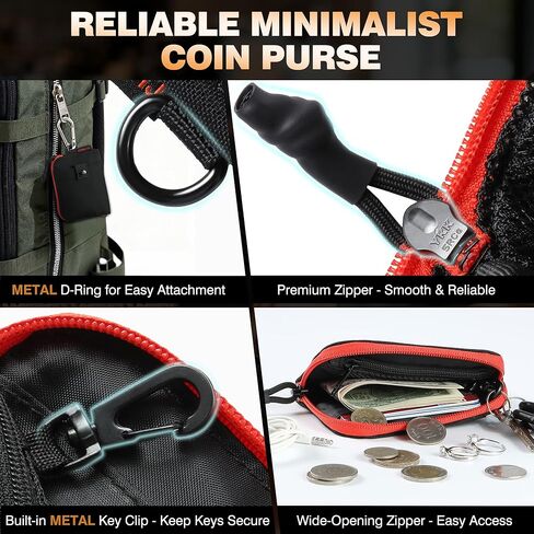Coin Purse for Men, RFID Blocking 500D NYLON Minimalist Wallet with Zipper Pocket, ID Window & Key Holder, Small Change Pouch for Coins, Cash & Cards in Saudi Arabia