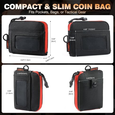 Coin Purse for Men, RFID Blocking 500D NYLON Minimalist Wallet with Zipper Pocket, ID Window & Key Holder, Small Change Pouch for Coins, Cash & Cards in Saudi Arabia