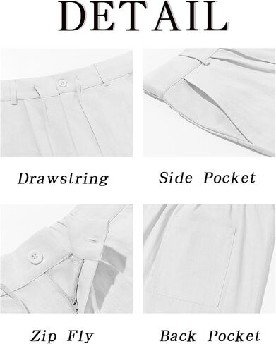 Mens Casual Linen Cotton Pants Elastic Waist Drawstring Lightweight Pants Loose Fit Trousers in Saudi Arabia
