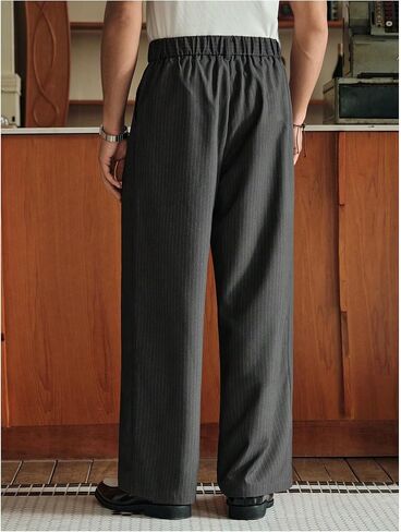 Men's Striped Dress Pants Baggy Work Office Suit Pants Zipper Fly Trousers with Pockets in Saudi Arabia