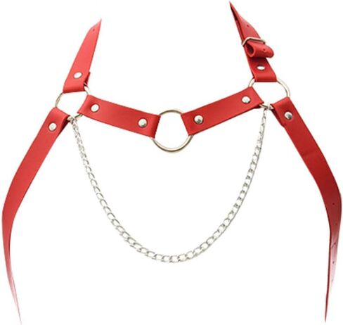 Leather Chest Harness Gothic Body Chain Belt Punk Shoulder Straps Ring Adjustable Buckle for Men Clubwear Costume in Kuwait
