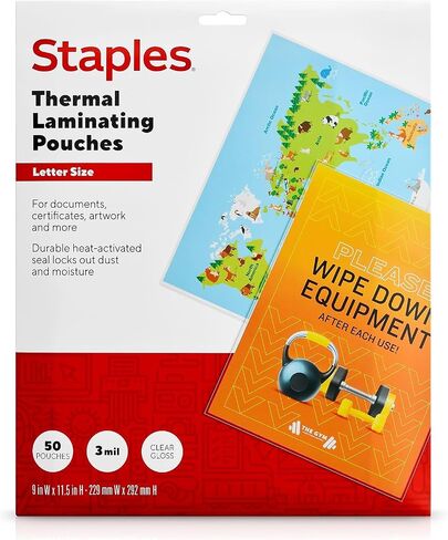 Staples Letter Size Thermal Laminating Pouches, 3 mil, 50 Pack in Saudi Arabia