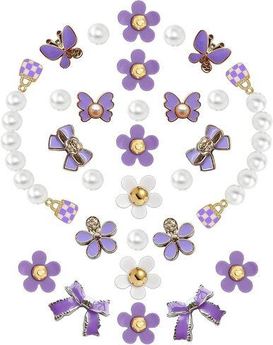 Cute Flower, Butterfly & Pearl Shoe Charms Set, Bling Rhinestone Shoe Chains Charms for Girls, DIY Sandal Decoration and Perfect Party Favors in Saudi Arabia