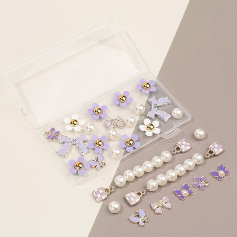 Cute Flower, Butterfly & Pearl Shoe Charms Set, Bling Rhinestone Shoe Chains Charms for Girls, DIY Sandal Decoration and Perfect Party Favors in Saudi Arabia