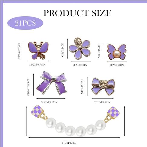 Cute Flower, Butterfly & Pearl Shoe Charms Set, Bling Rhinestone Shoe Chains Charms for Girls, DIY Sandal Decoration and Perfect Party Favors in Saudi Arabia